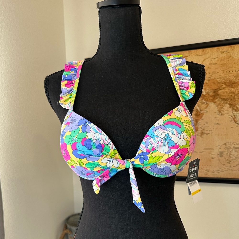 California Waves push up floral swim top